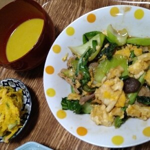 卵ふんわり♪豚肉とチンゲン菜のオイスター炒め^_^